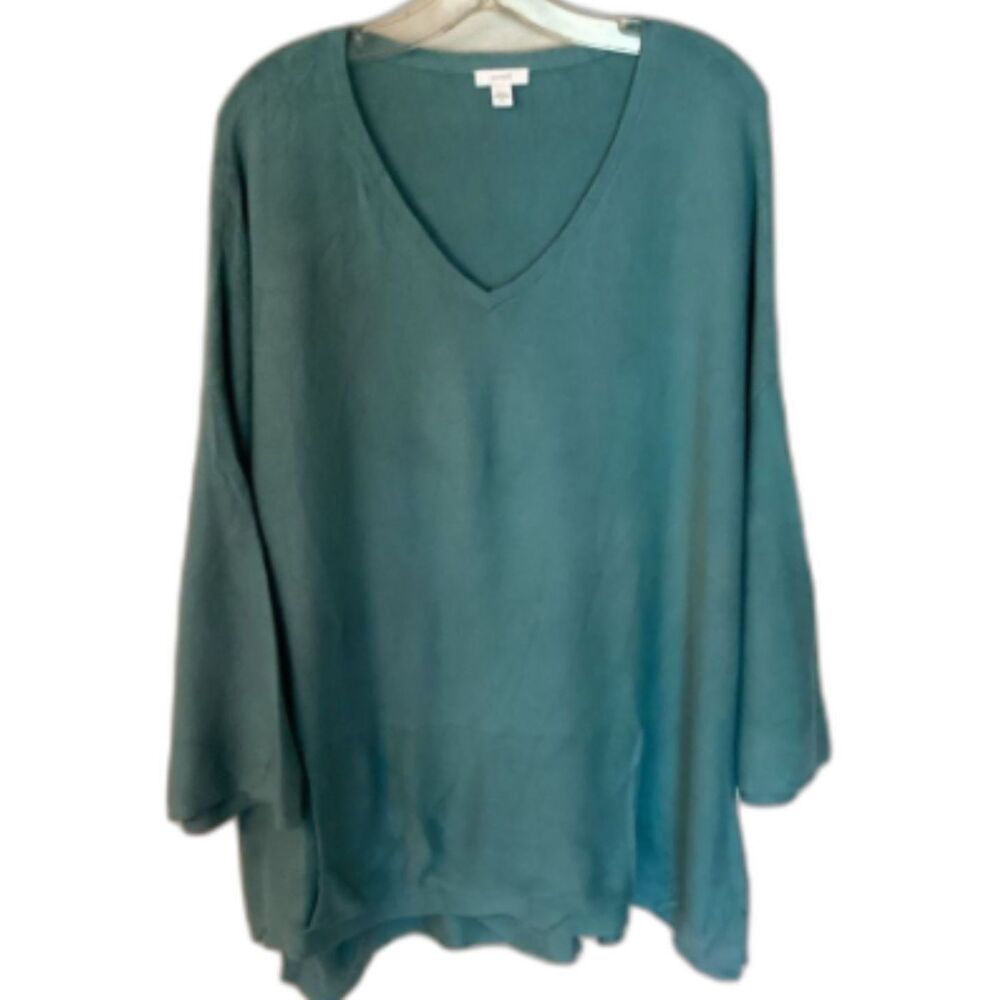 Pure Jill J Jill XL V neck peacock blue silk wool blend sweater